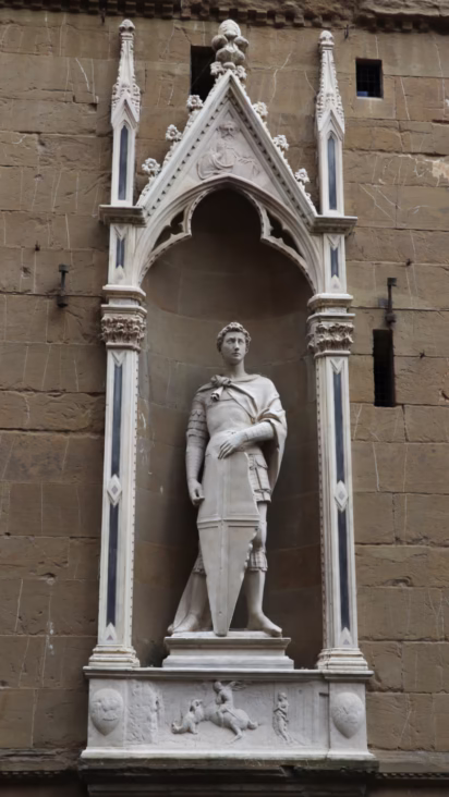 St George by Donatello - copy on the exterior of Orsanmichele in Florence