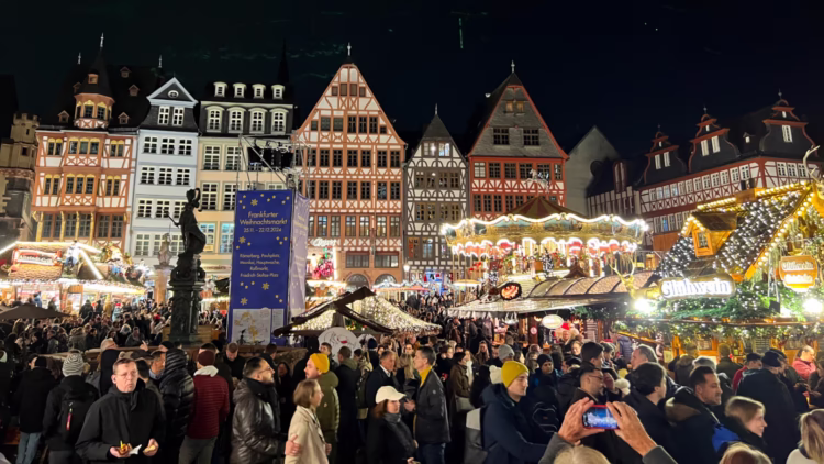 Frankfurt Christmas Market on Römerberg at Night