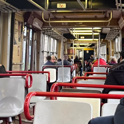 Circumvesuviana Train Interior Naples to Pompeii useful for an easy day trip from Rome