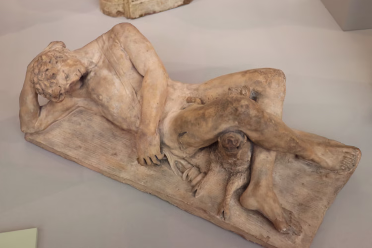 Vincenzo de'Rossi -- The Dying Adonis (Sterbender Adonis), c. 1560, terracotta, a clay model for a large marble commissioned by the Medicis and now in the Bargello Museum collection.