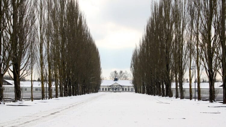 The KZ-Gedenkstätte Dachau, seen here with snow in winter, is a memorial at the first concentration camp opened by the Nazis near Munich in 1933.