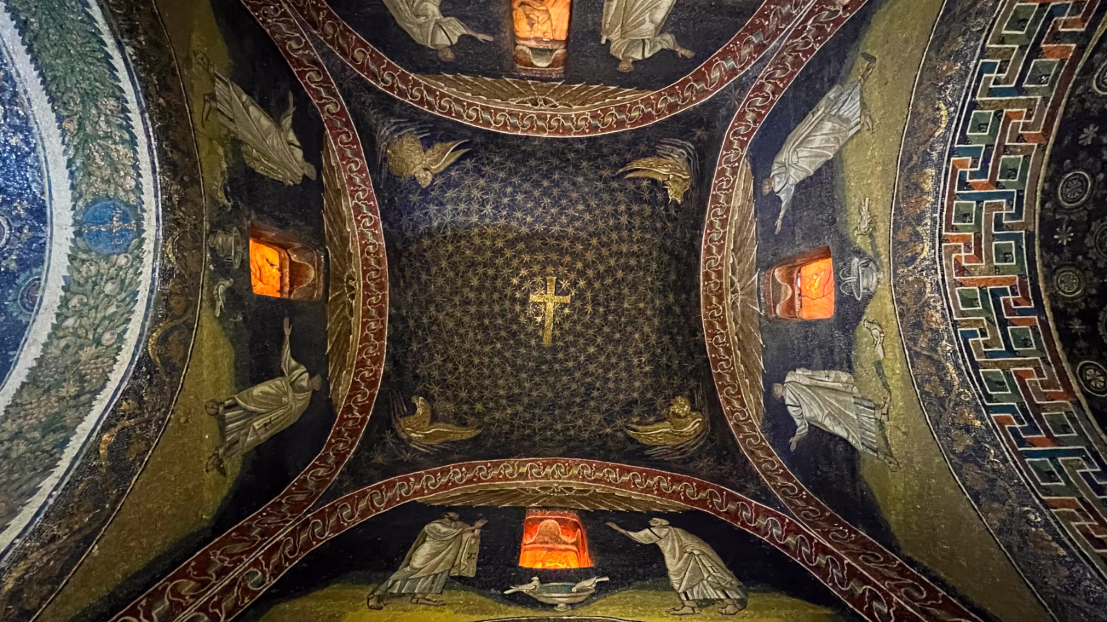 Vault Crossing Mosaic Mausoleum of Galla Placidia in Ravenna
