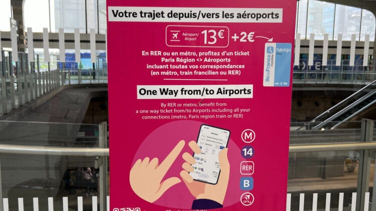 All Paris airport train tickets add a surcharge -- up to €14 in 2026.