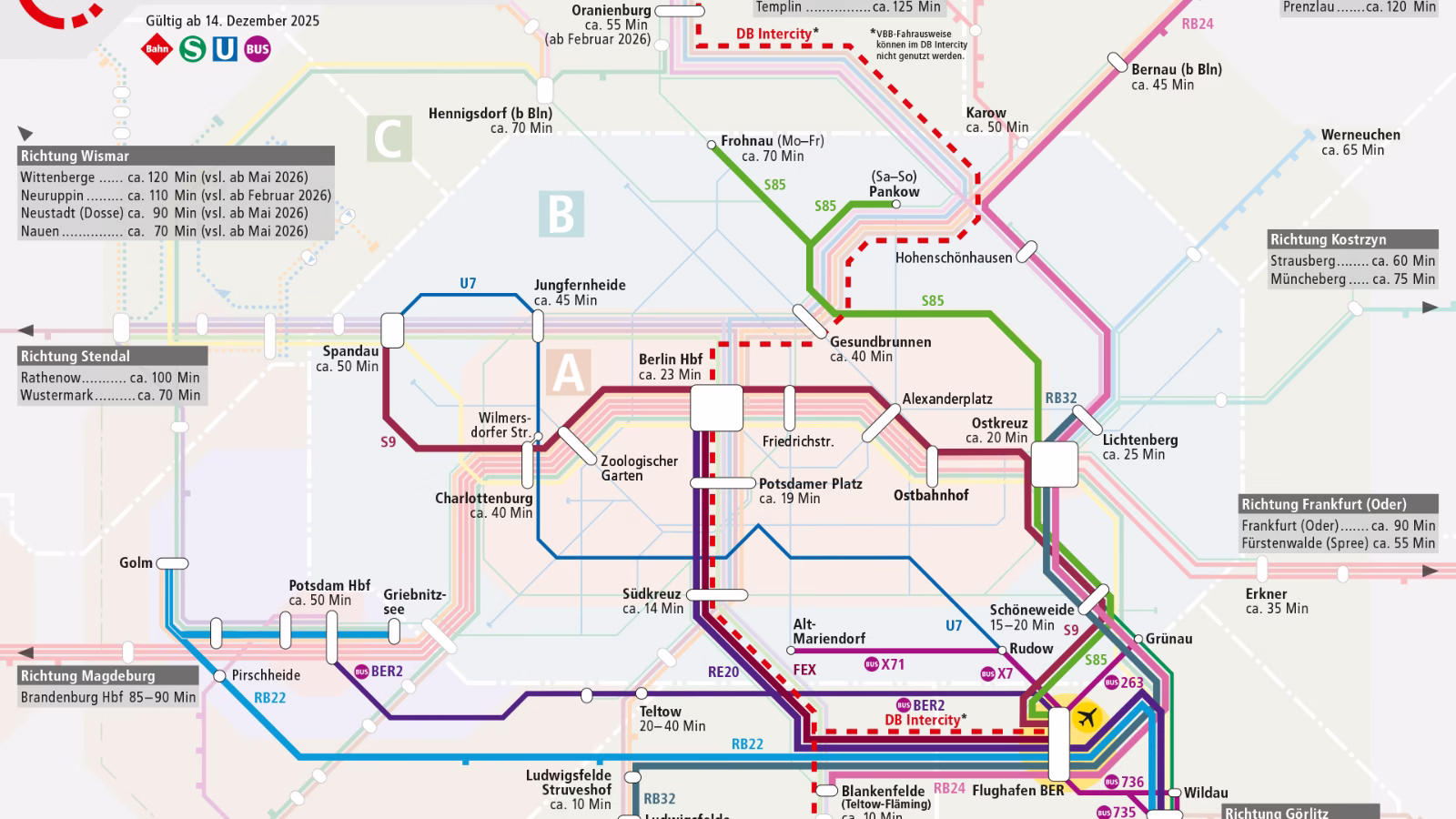 Getting to Flughafen Berlin Brandenburg Willy Brandt (BER) is easiest and cheapest by Airport Express train (FEX) from downtown Berlin Hauptbahnhof central main station. Regional trains, S and U Bahn trains, and buses are further cheap public transportation options when traveling to Berlin Airport.