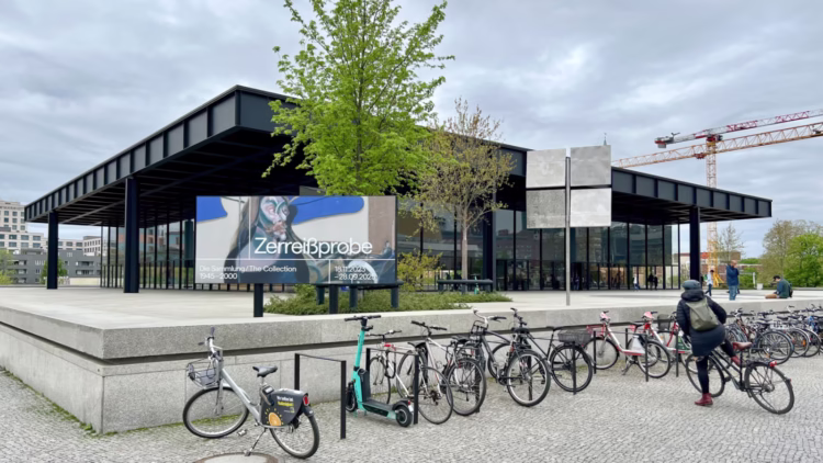 Neue Nationalgalerie in Berlin with building work of the Berlin Modern in the background at Kulturforum
