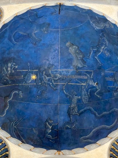 The gold and lapis lazuli fresco in the chancel dome in San Lorenzo in Florence.