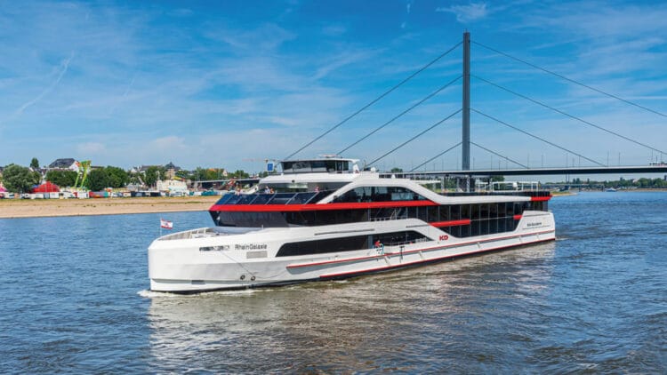 KD MS RheinGalaxie Rhine River day-trip cruise boat en route to Düsseldorf